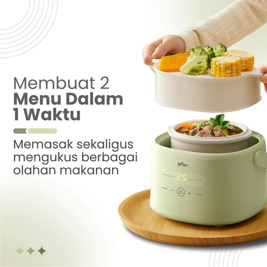 Slow cooker 1L + steamer BEAR