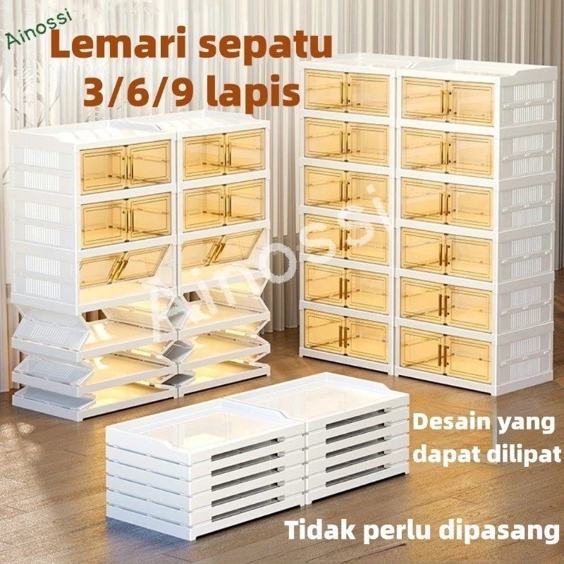 AINOSSI Kotak Sepatu Lipat Rak