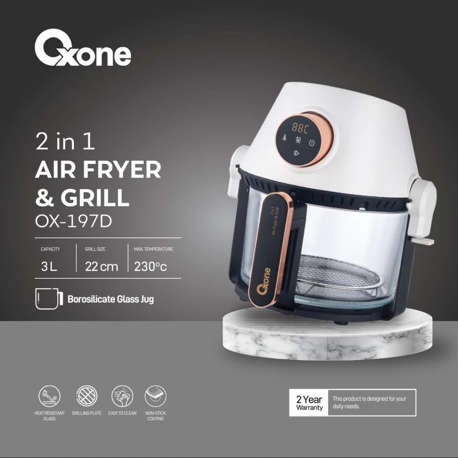OXONE OX197D 2-in-1 Air Fryer & Grill